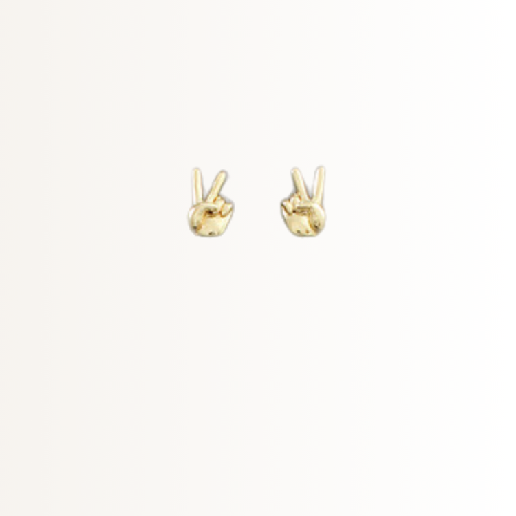 Peace Sign Hand Stud Earring