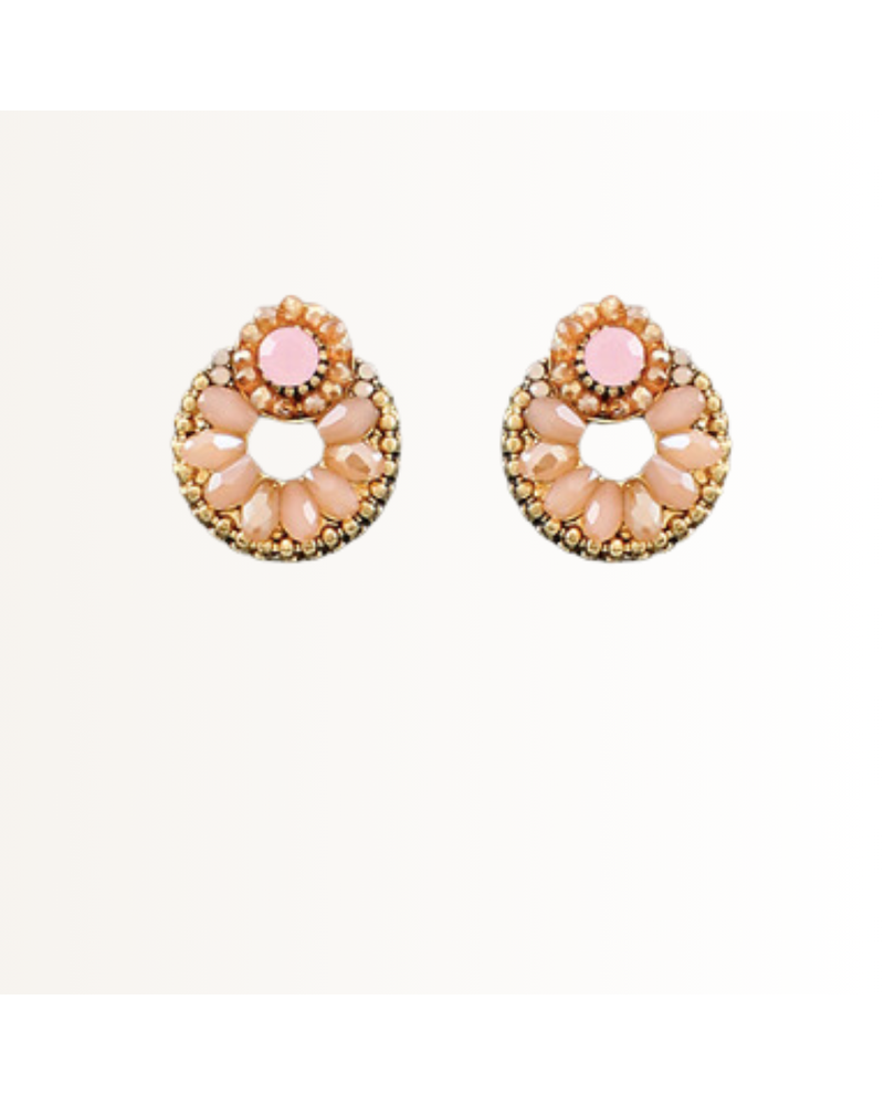 Initial Styles Double Circle Crystal Stud Earring