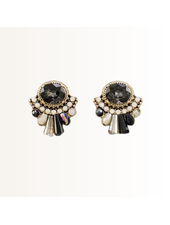 Initial Styles Oval Crystal Fan Stud Earring