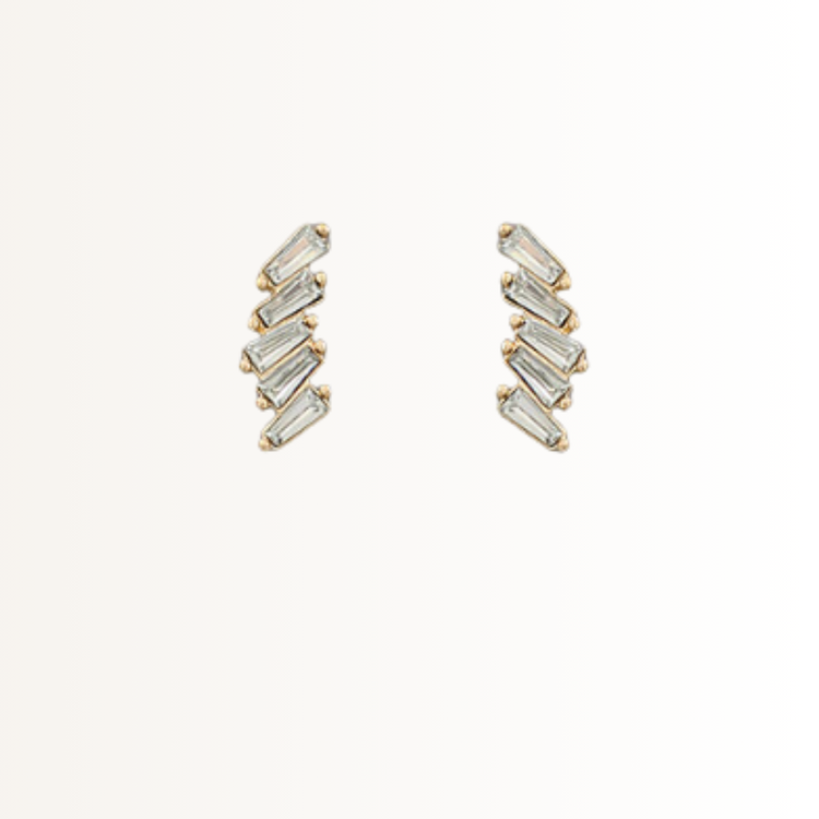 Clear Staircase Baguette Stud Earring