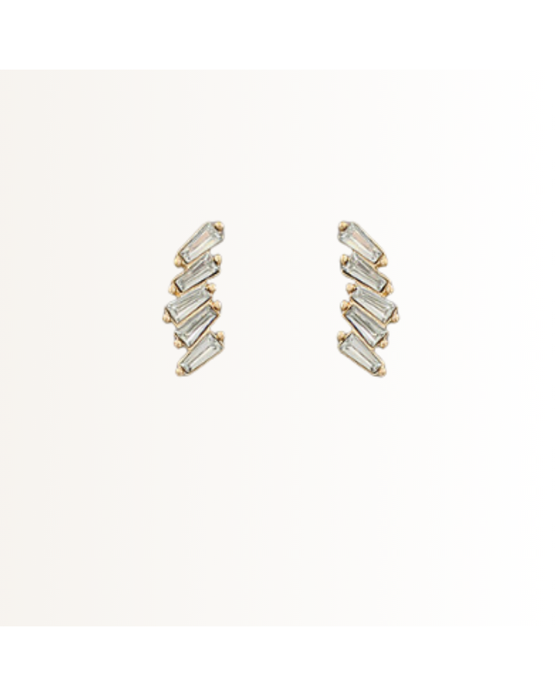 Initial Styles Clear Staircase Baguette Stud Earring