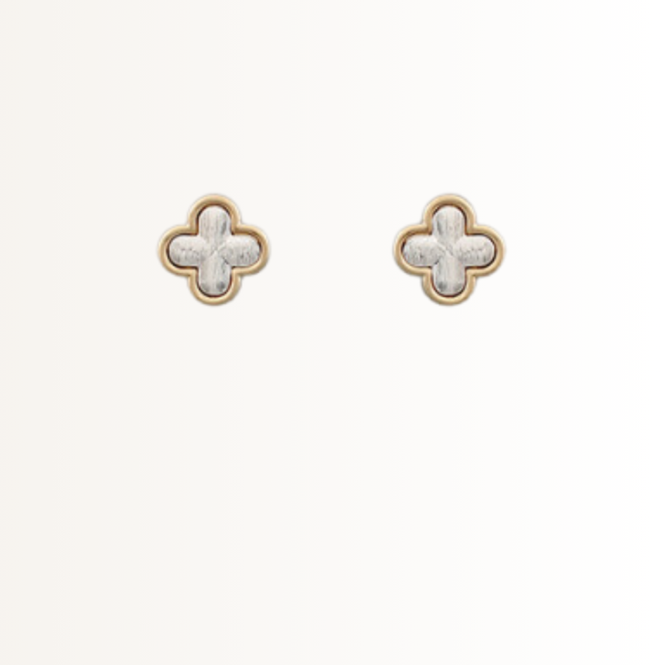 Silver & Gold Clover Stud Earrings