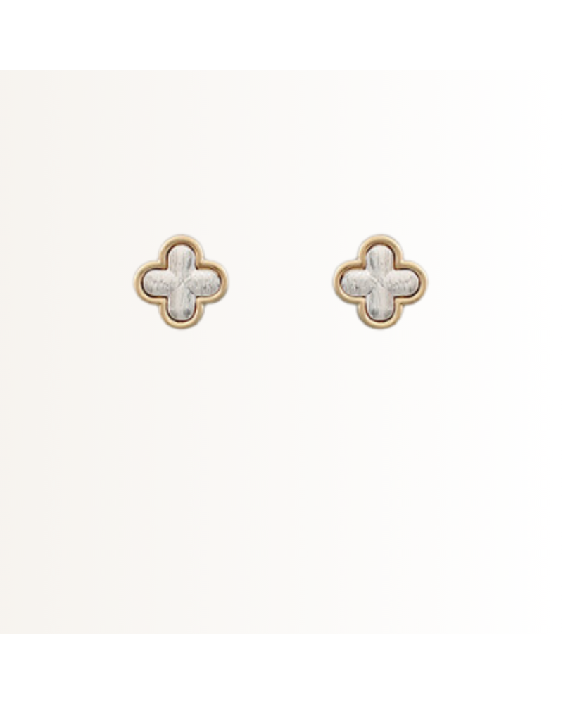 Initial Styles Silver & Gold Clover Stud Earrings