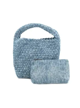 Light Denim Woven Mini Hobo