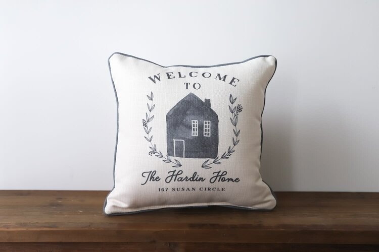 Custom Welcome Home Address Pillow