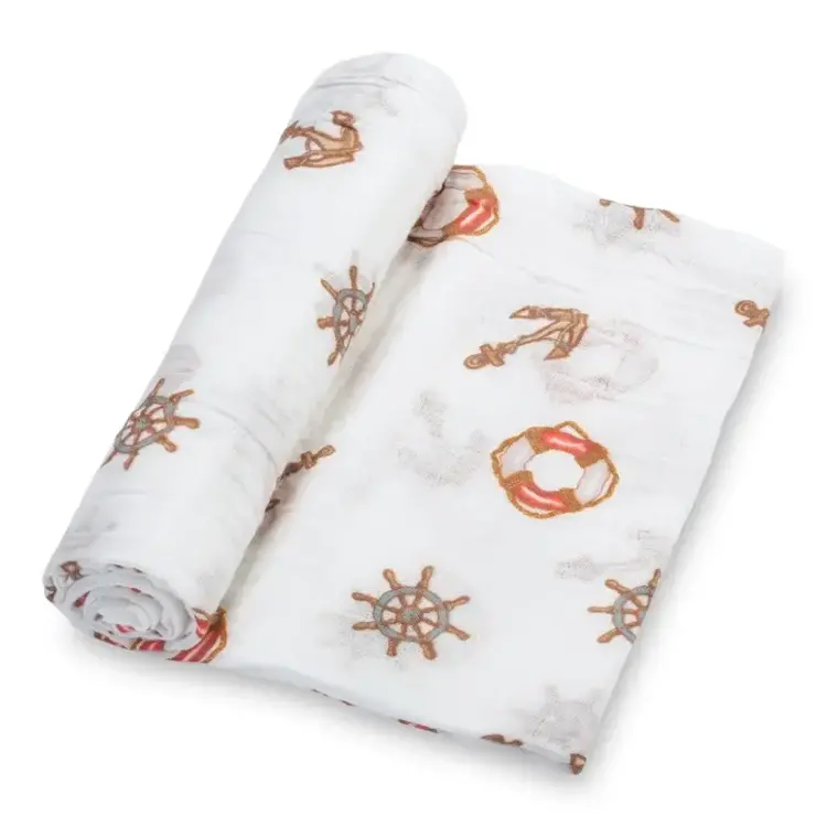 Anchor & Wheel Muslin Baby Blanket
