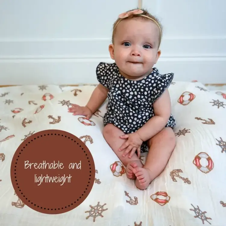 Anchor & Wheel Muslin Baby Blanket