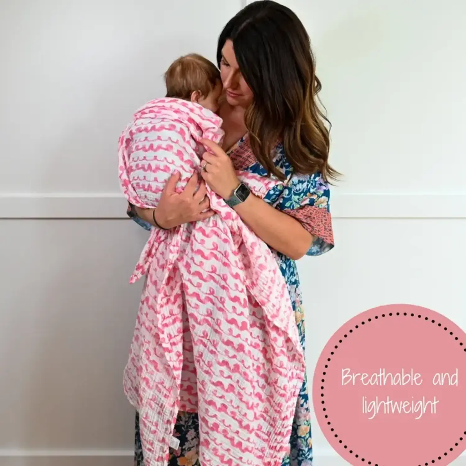 Pink Wave Ribbon Muslin Baby Blanket at Initial Styles Jupiter Initial Styles Jupiter Boutique