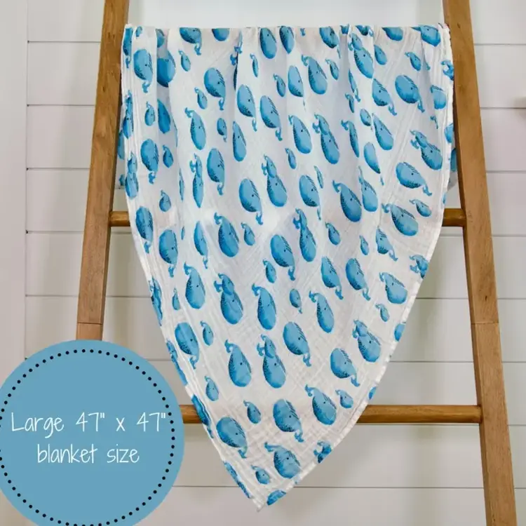 Whale Muslin Baby Blanket