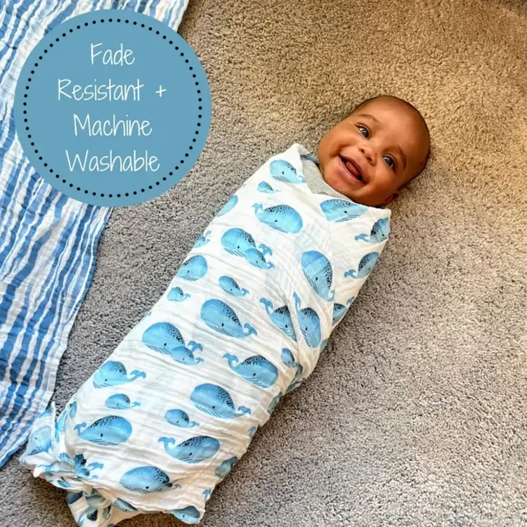 Whale Muslin Baby Blanket