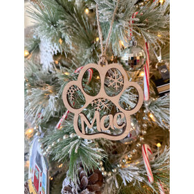 Customized Wood Pet Paw Ornament