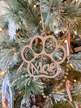 Customized Wood Pet Paw Ornament