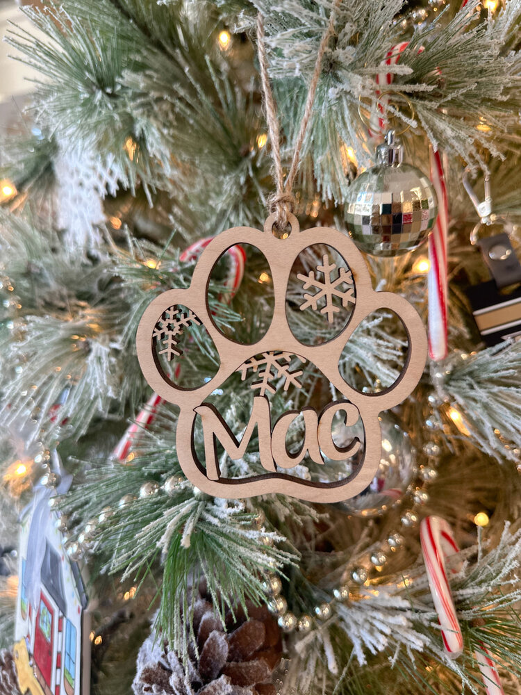 Customized Wood Pet Paw Ornament