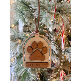 Custom Pet Paw & Name Window Pane Ornament