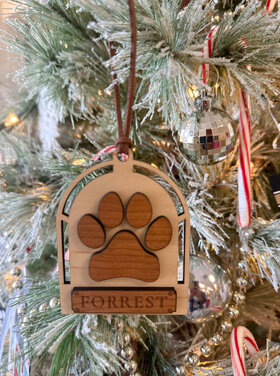 Custom Pet Paw & Name Window Pane Ornament