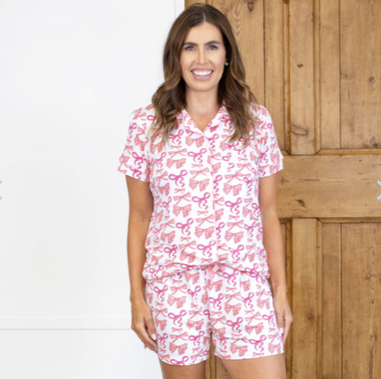 Pink Bow Pajama Shorts