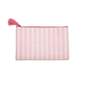 Pink Striped Cosmetic Bag