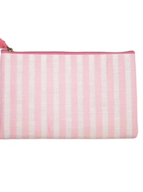 Pink Striped Cosmetic Bag