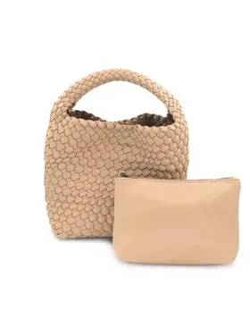 Beige Woven Mini Hobo
