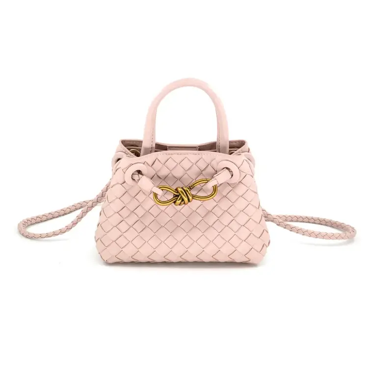 Pink Woven Baby Adjustable Gold Knot Bag