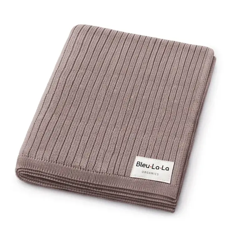 Mocha Ribbed Organic Cotton Baby Blanket