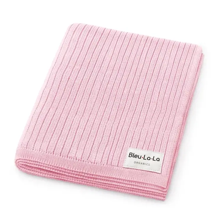 Bubblegum Pink Ribbed Organic Cotton Baby Blanket