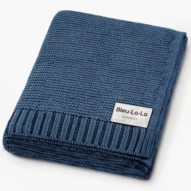 Dark Blue Organic Cotton Baby Blanket