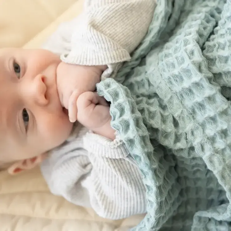 Fog Blue Waffle Baby Blanket