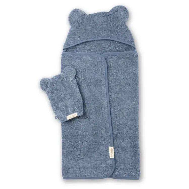 Rain Blue Bear Ear Hooded Towel + Wash Mitt
