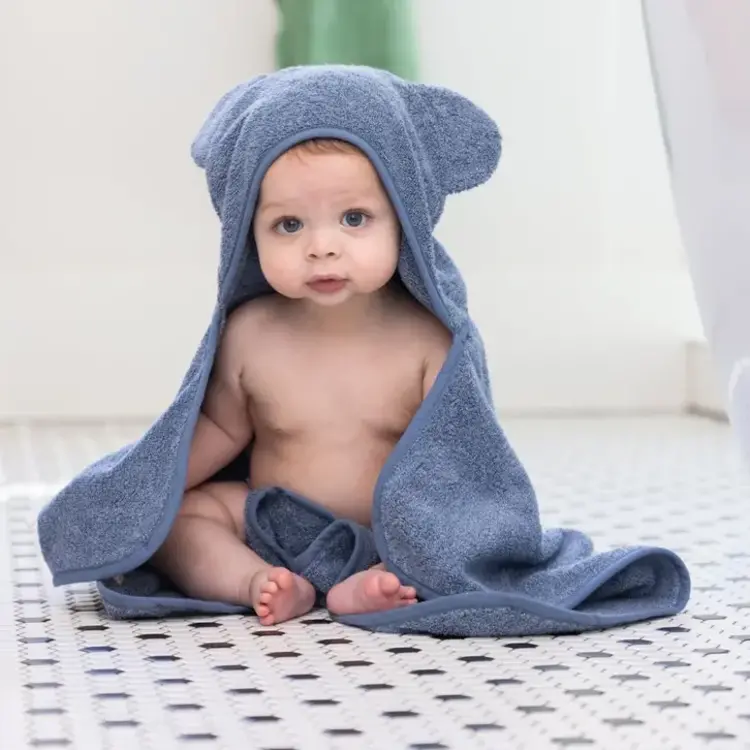 Rain Blue Bear Ear Hooded Towel + Wash Mitt