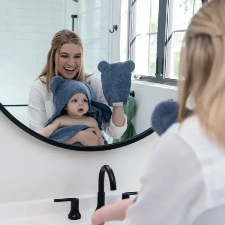 Rain Blue Bear Ear Hooded Towel + Wash Mitt