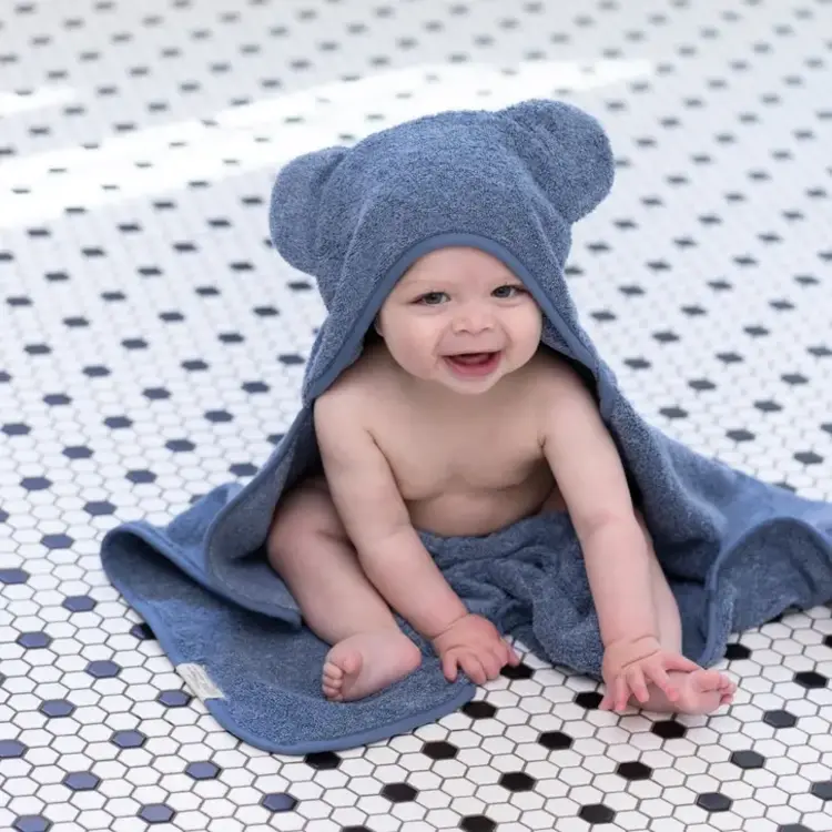 Rain Blue Bear Ear Hooded Towel + Wash Mitt