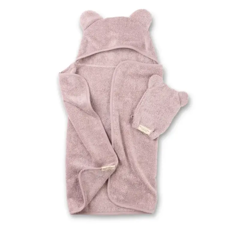 Orchid Bear Ear Hooded Towel + Wash Mitt