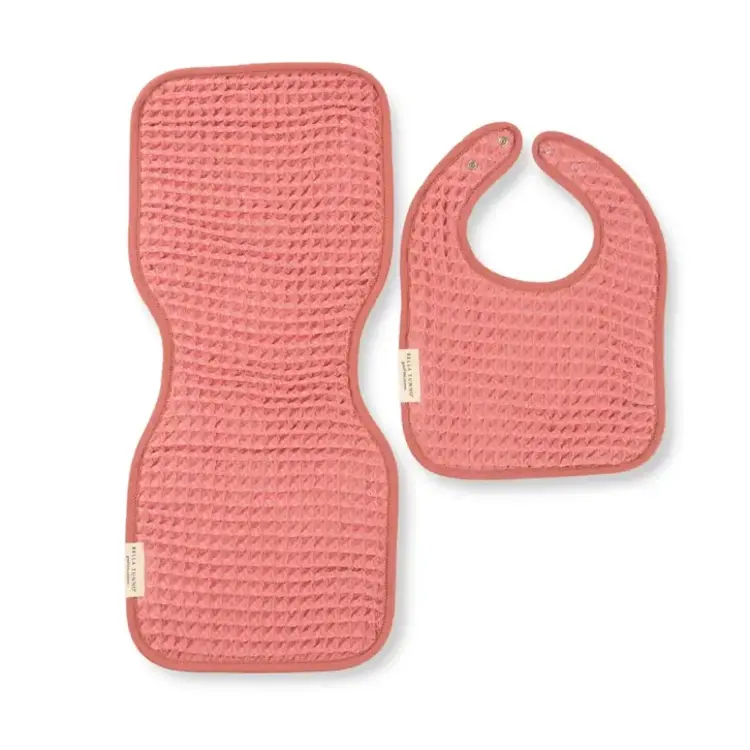 Watermelon Pink Reversible Bib & Burp Set