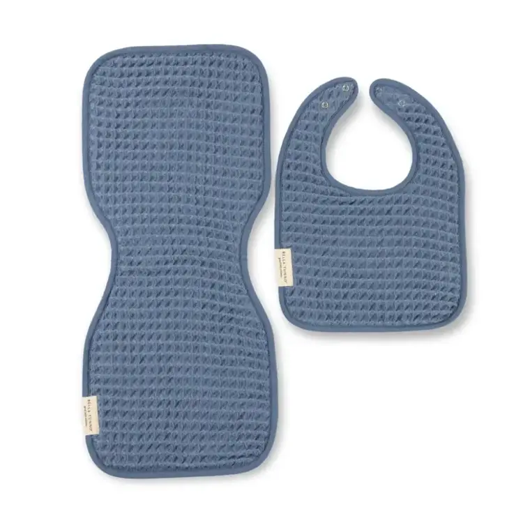 Rain Blue Reversible Bib + Burp Set