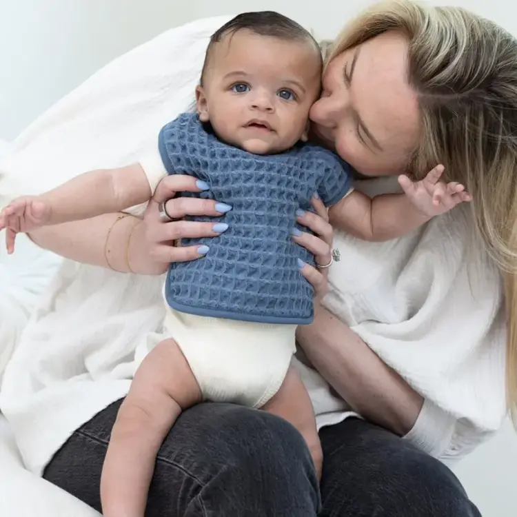 Rain Blue Reversible Bib + Burp Set