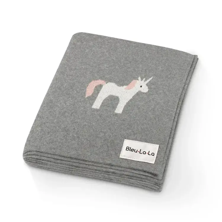 Grey Unicorn Organic Cotton Baby Blanket