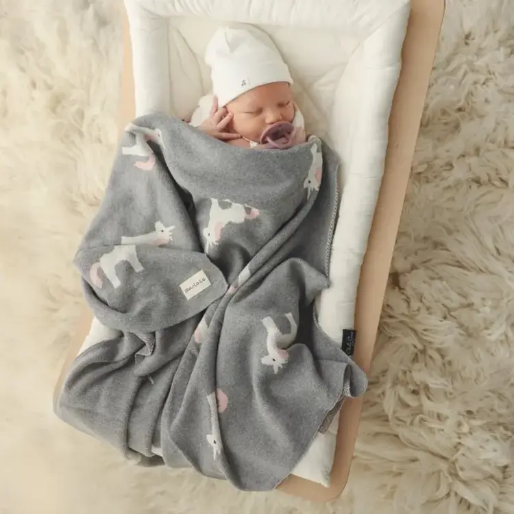 Grey Unicorn Organic Cotton Baby Blanket