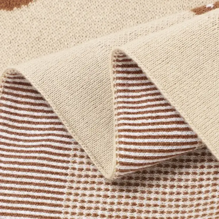 Beige Mushroom Organic Cotton Baby Blanket