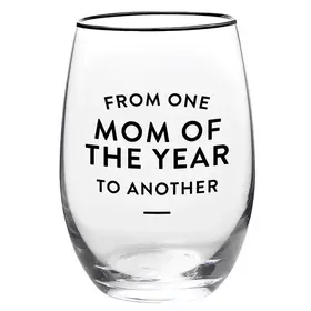 Mom of the Year Stemless Wine Glass