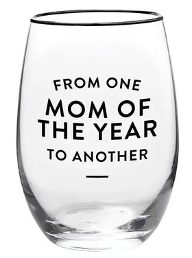 Mom of the Year Stemless Wine Glass