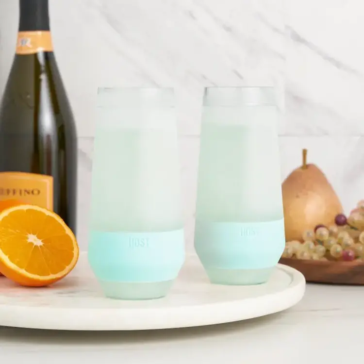 Host Set of 2 Host Freeze Seafoam Champagne Cooling Cups
