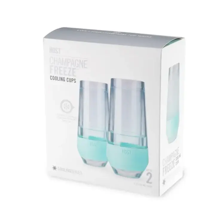 Host Set of 2 Host Freeze Seafoam Champagne Cooling Cups