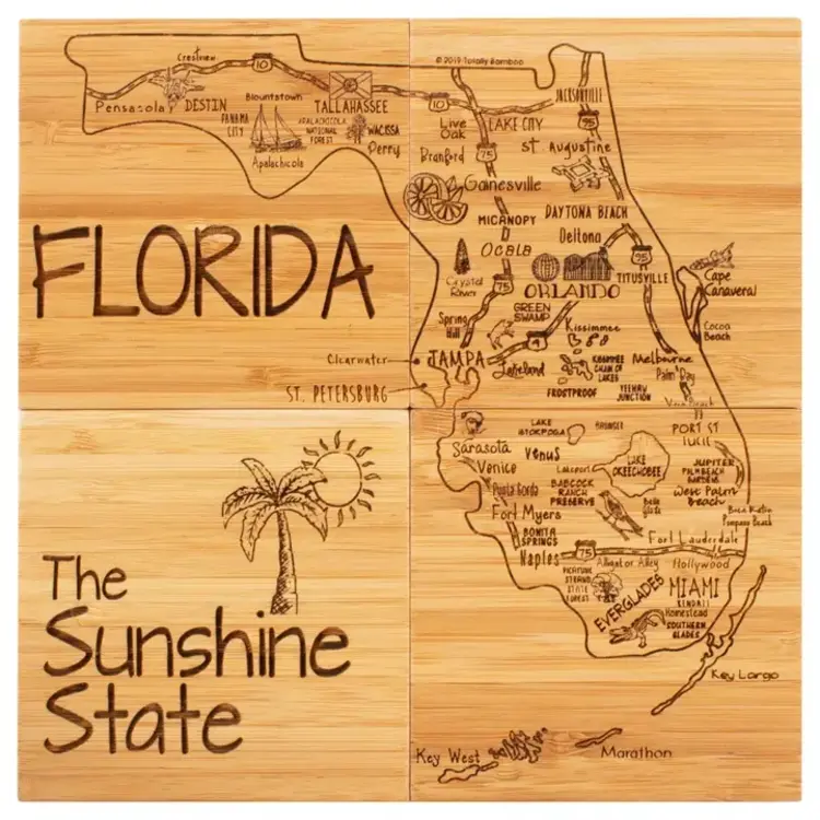 Bamboo Florida Puzzle Coaster - Set of 4