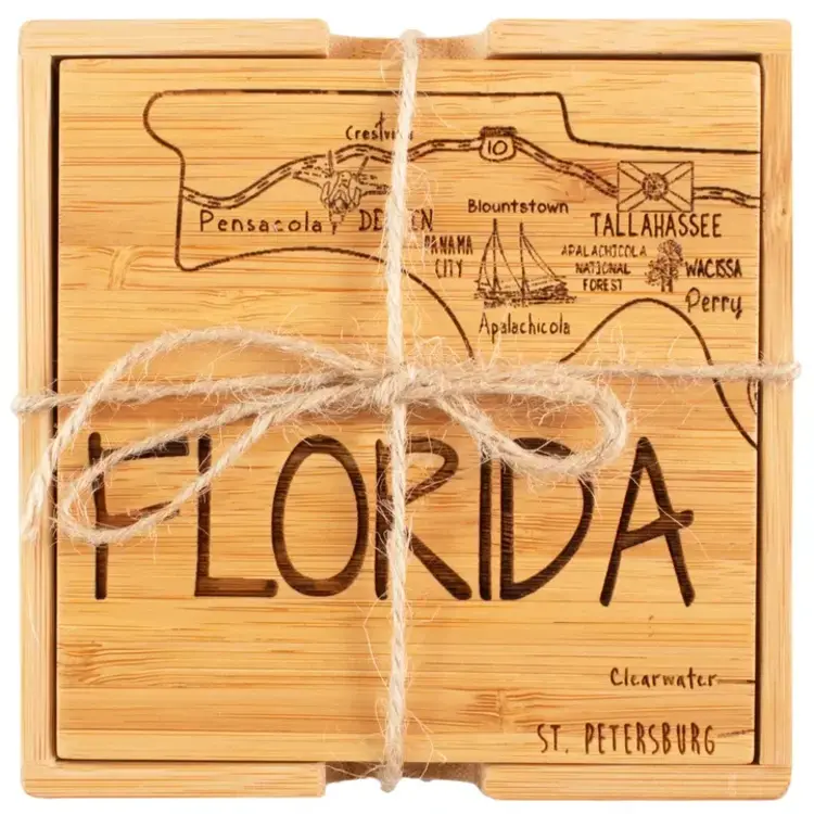 Bamboo Florida Puzzle Coaster - Set of 4