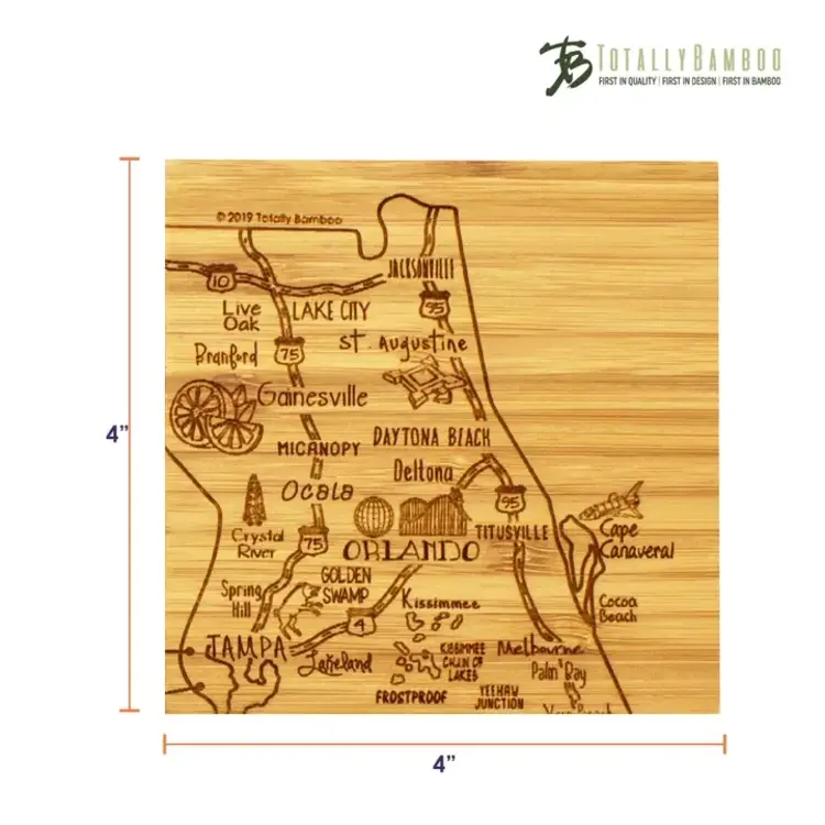 Bamboo Florida Puzzle Coaster - Set of 4