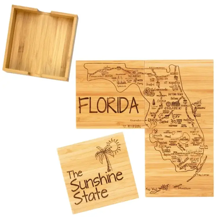 Bamboo Florida Puzzle Coaster - Set of 4