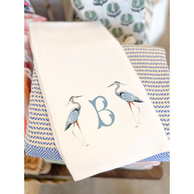 Blue Heron Initial Tea Towel