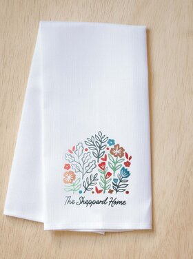 Floral Home Personalized Tea Towel