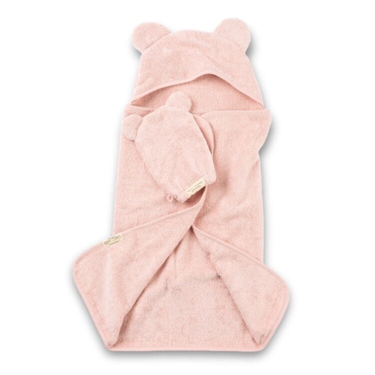Blush Pink Bear Ear Hooded Towel + Wash Mitt